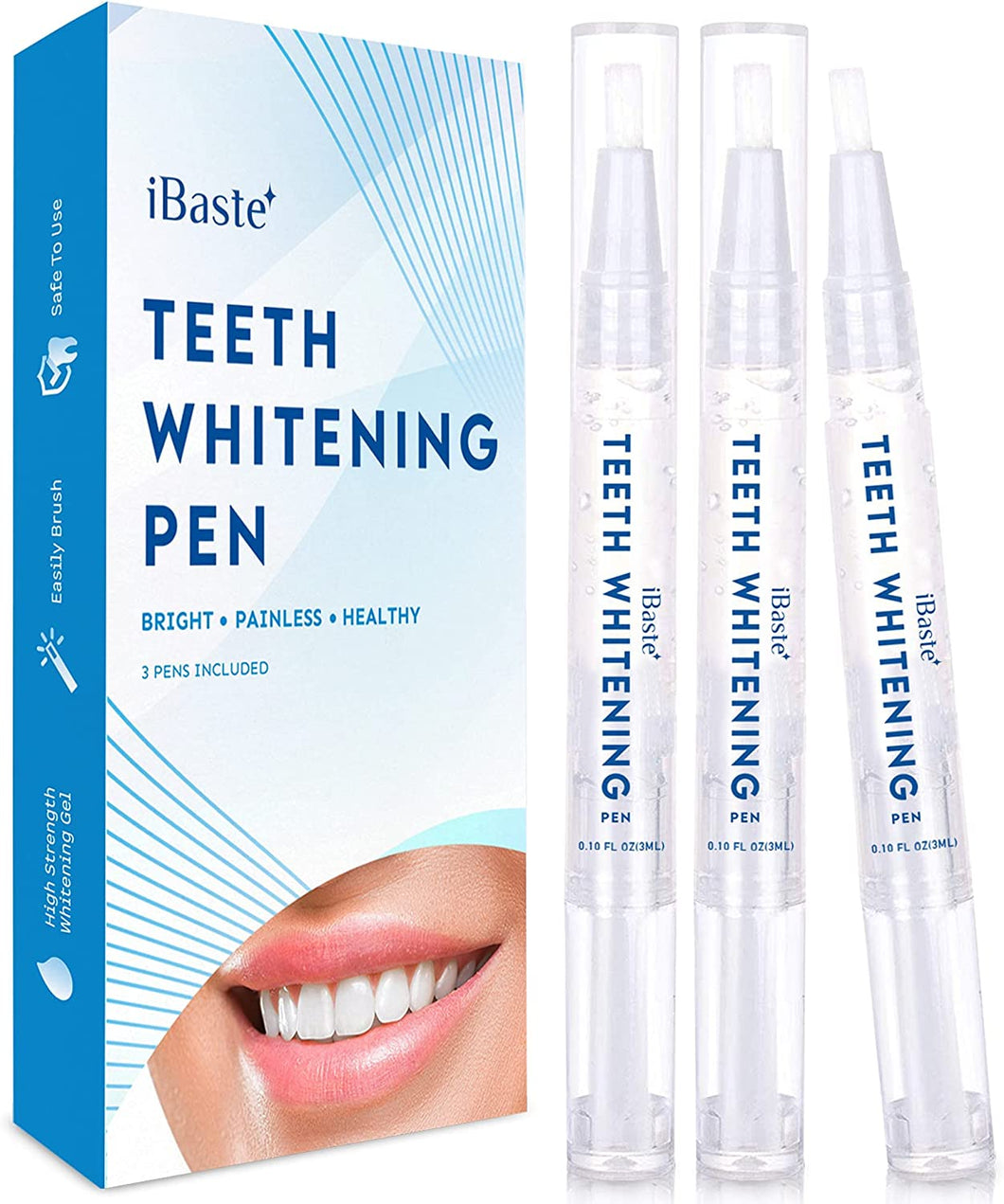 Teeth Whitening Pen - 3 Pens, Effective & Painless Whitening, Perfect for Sensitive Teeth, No Sensitivity, Travel-Friendly, Natural Mint Ingredient